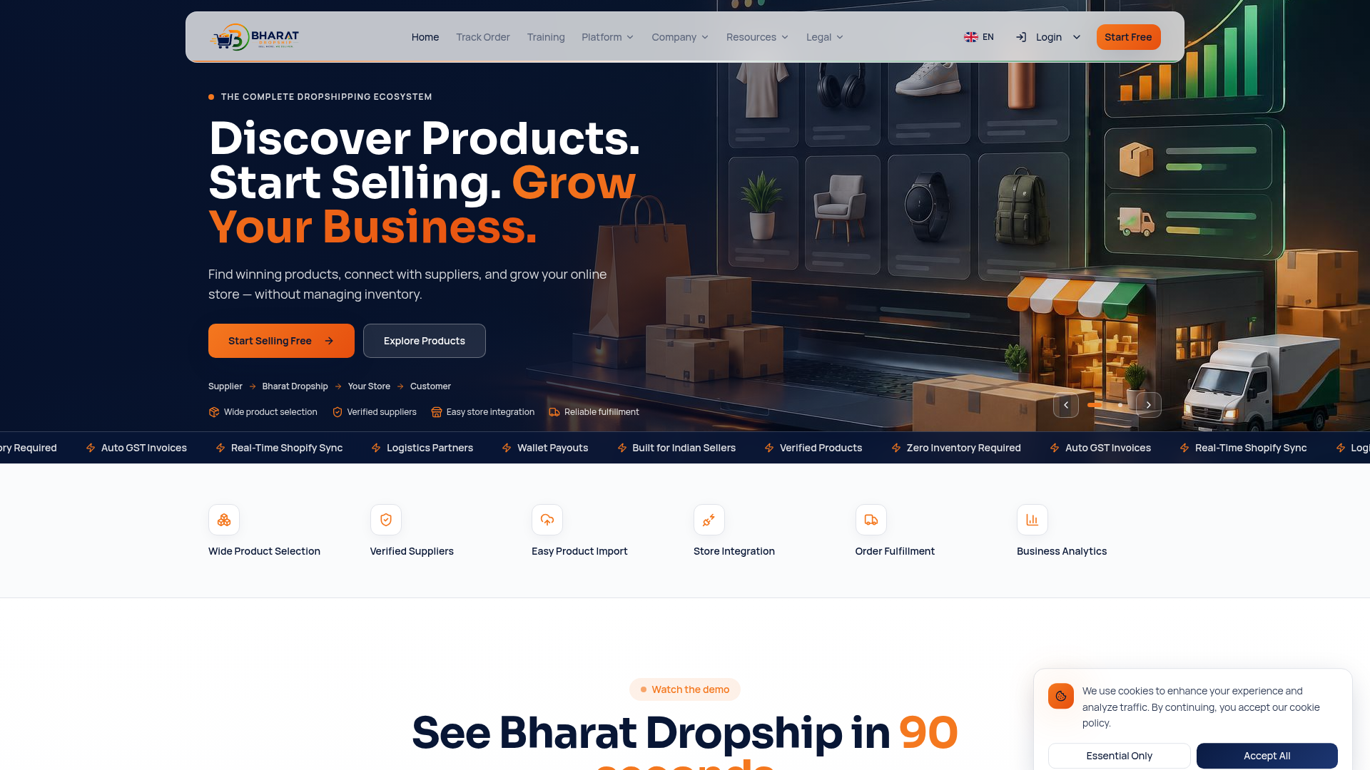Bharat Dropship website preview