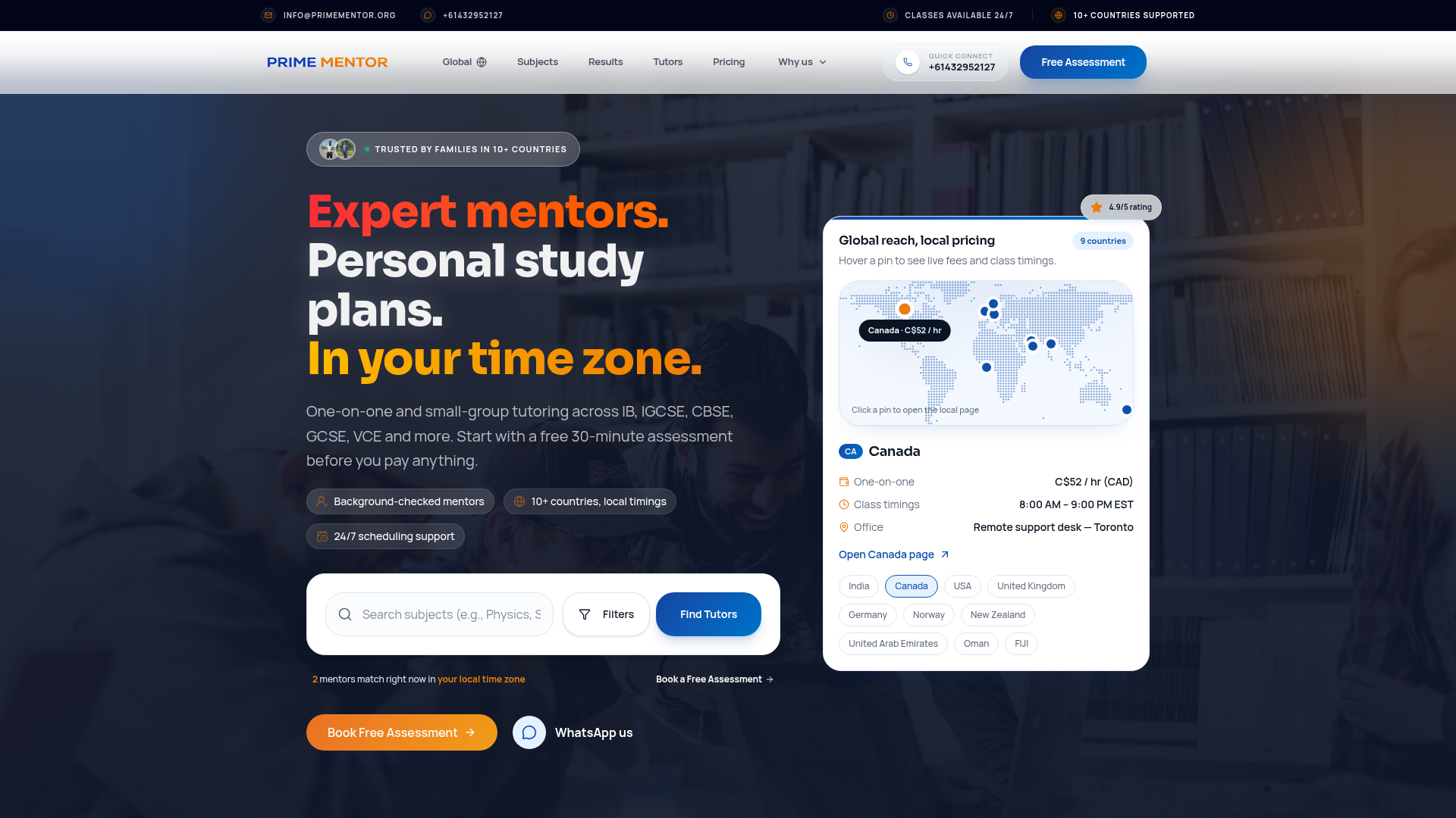 Prime Mentor website preview