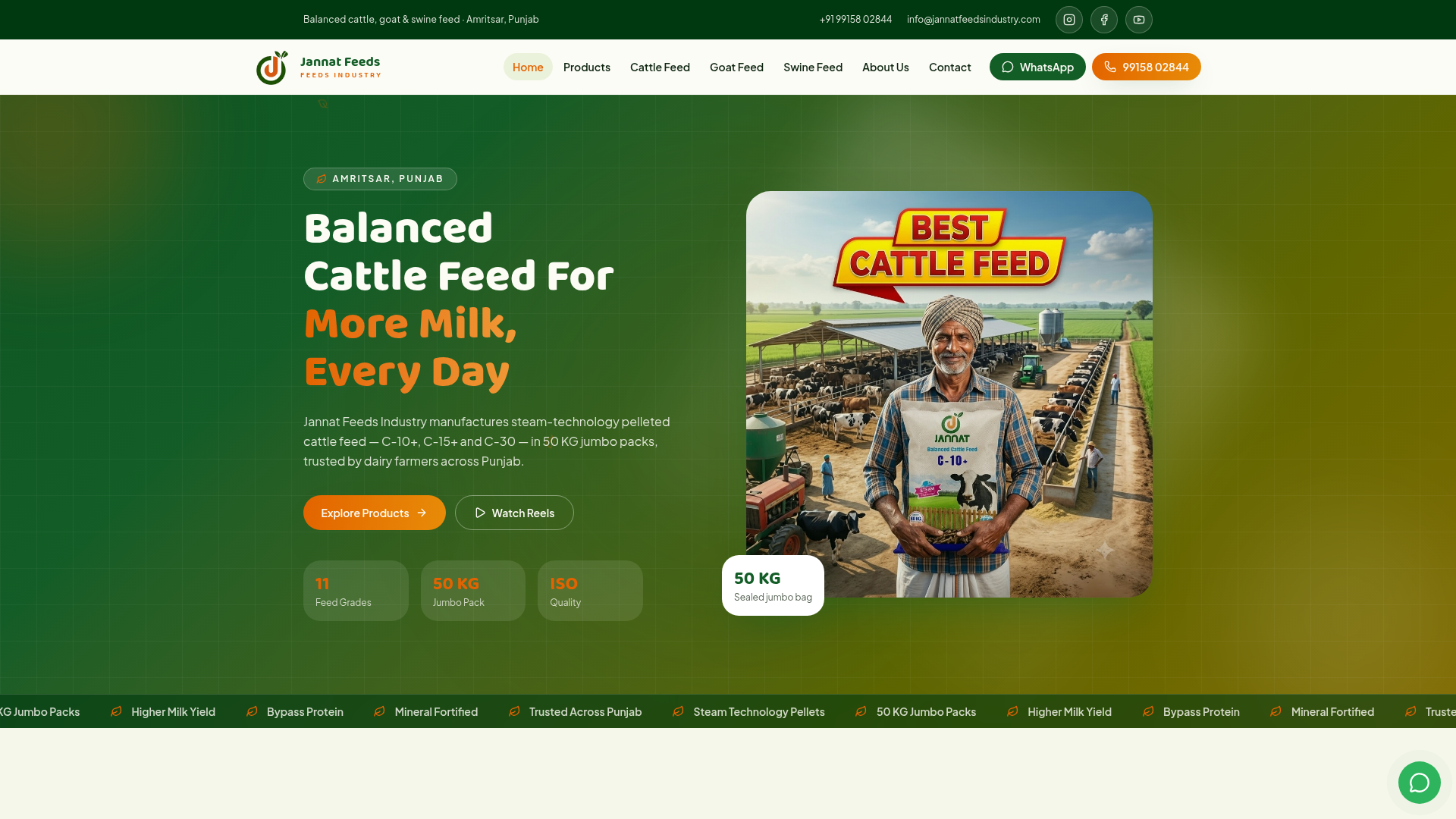 Jannat Feeds Industry website preview